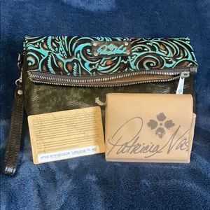 NWOT Patricia Nash Tooled Turquoise Wristlet